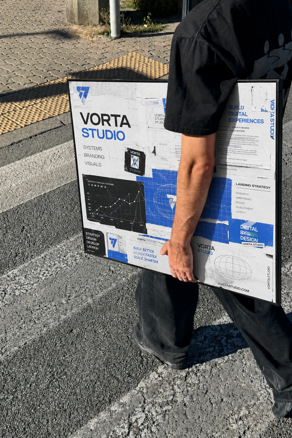 Pieza impresa de Vorta Studio en la calle